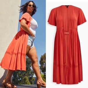 TORRID ORANGE GAUZE DUSTER KIMONO